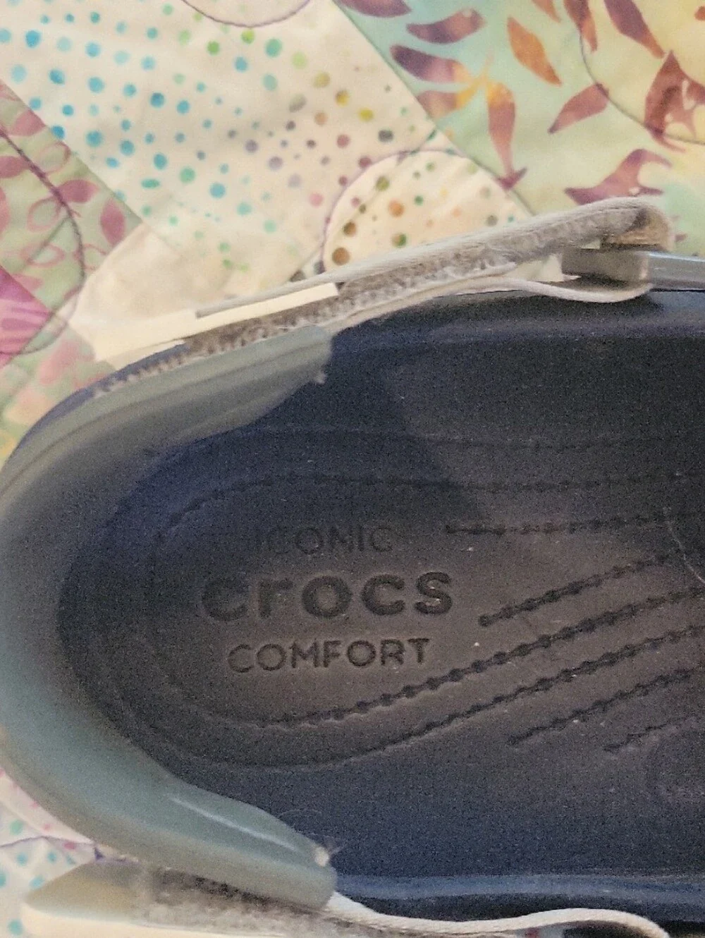 CROCS Mens Navy Blue Clog with Gray Strap